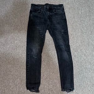 Zara Black Ripped (no holes) Skinny Jeans US30